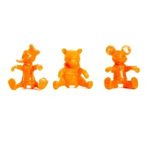 Vintage 1971 Marx Disney plastic pencil toppers Orange Donald, Mickey, Pooh